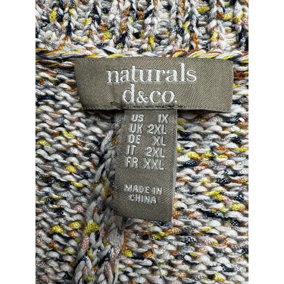 Denim Co Naturals 1X Short Sleeve Open Cardigan Beige Multicolor New - Picture 6 of 11
